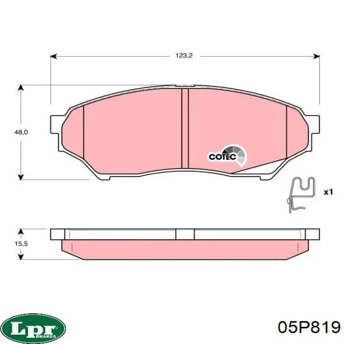 Передние тормозные колодки 05P819 LPR