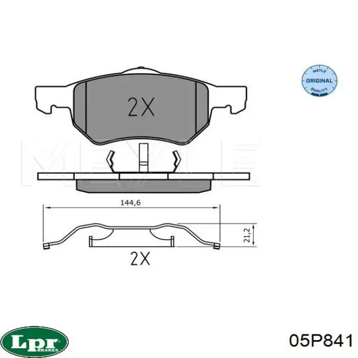Передние тормозные колодки 05P841 LPR