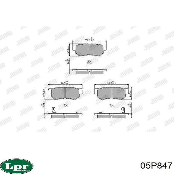 Купить 05P847 LPR Колодки тормозные задние, дисковые