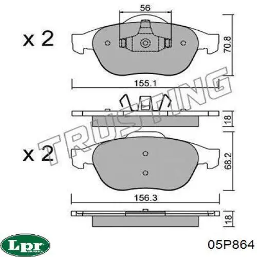 Купить 05P864 LPR Колодки тормозные