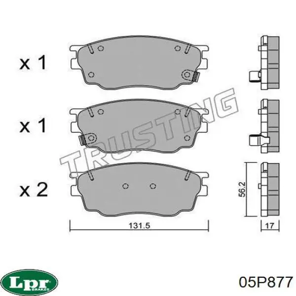 Купить 05P877 LPR Колодки тормозные
