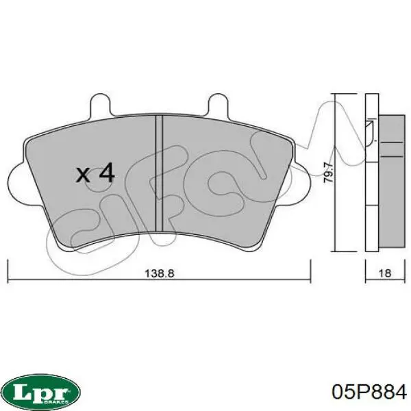 Купить 05P884 LPR Колодки тормозные