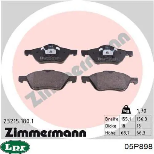 Тормозные колодки LPR 05P898