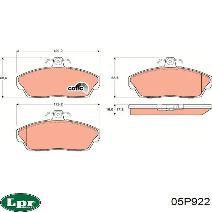 Купить 05P922 LPR Колодки тормозные