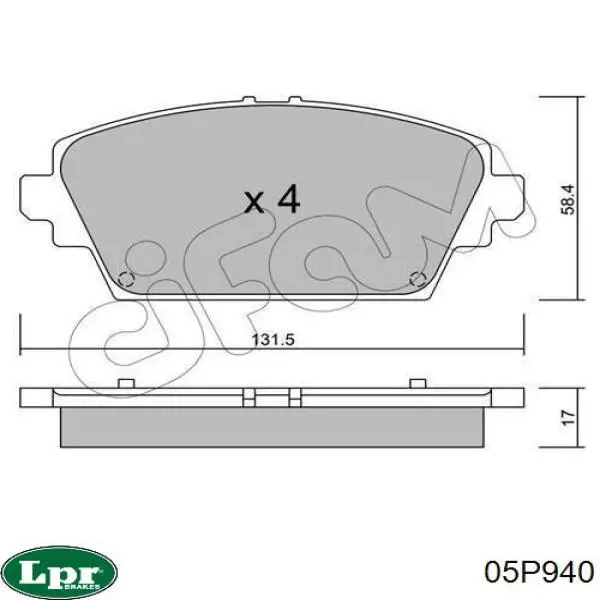 Купить 05P940 LPR Колодки тормозные