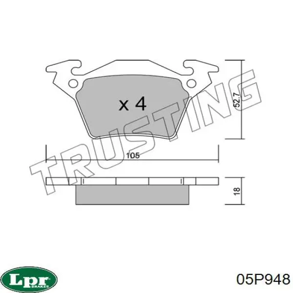 05P948 LPR Колодки тормозные дисковые комплект