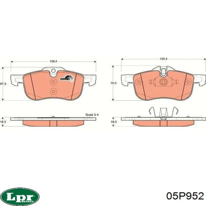 Pastillas de freno delanteras 05P952 LPR
