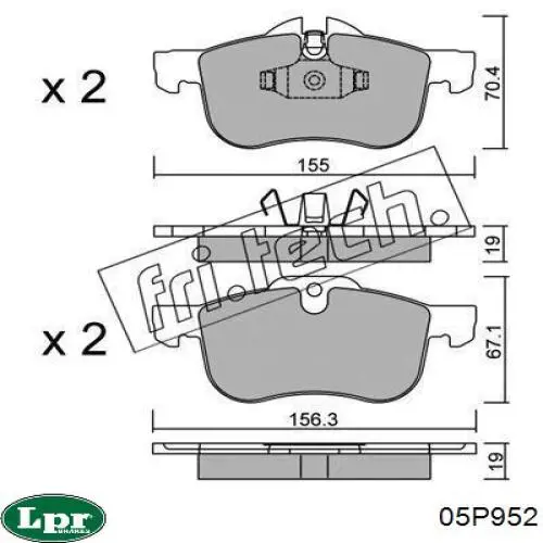 Передние тормозные колодки 05P952 LPR