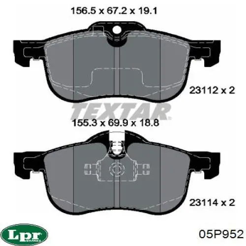 Тормозные колодки LPR 05P952
