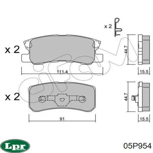 Задние тормозные колодки 05P954 LPR