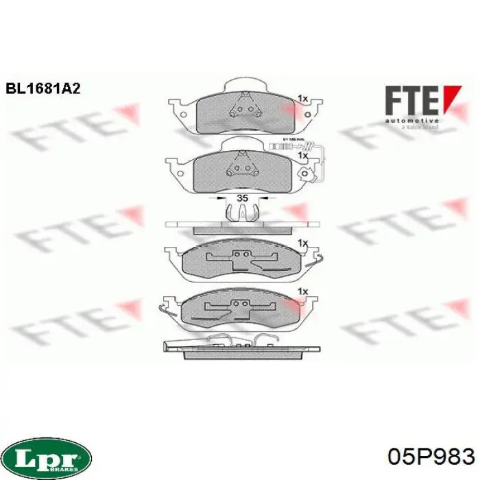 Передние тормозные колодки 05P983 LPR