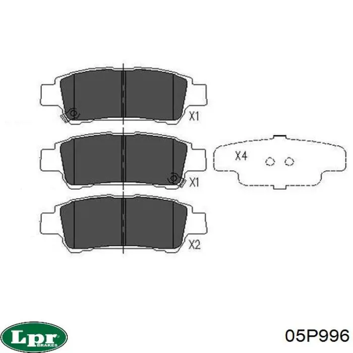 Купить 05P996 LPR Колодки тормозные задние, дисковые