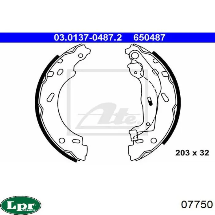 Задние барабанные колодки 07750 LPR