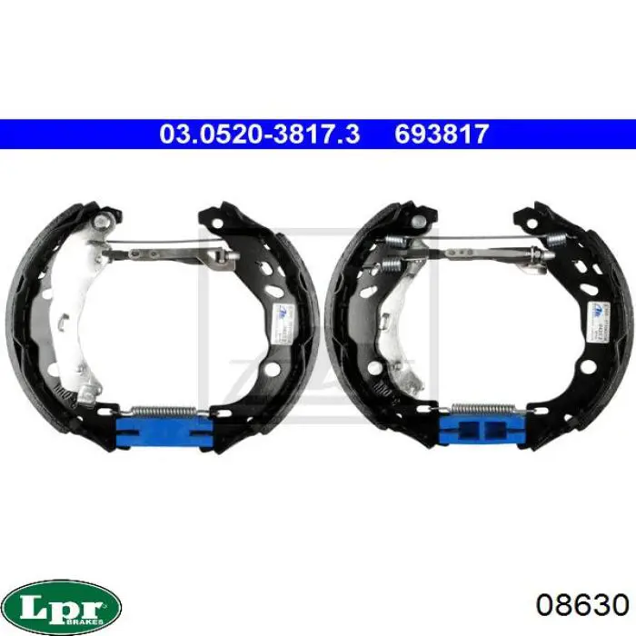 Купить 08630 LPR Задние барабанные тормозные колодки