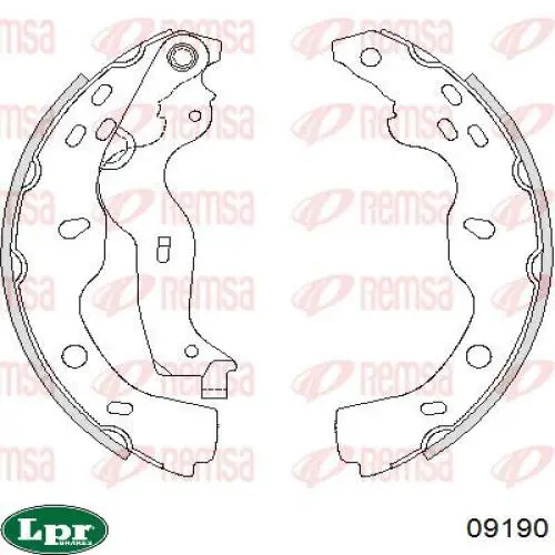 Zapatas de frenos de tambor traseras 09190 LPR