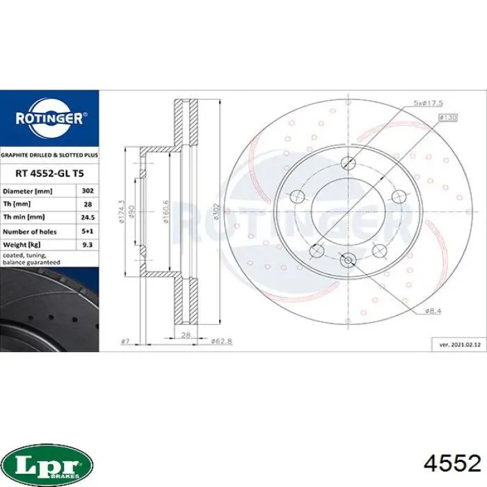 Цилиндр тормозной колесный 4552 LPR