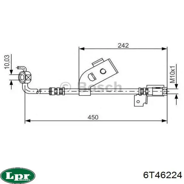 Шланг тормозной передний левый 6T46224 LPR