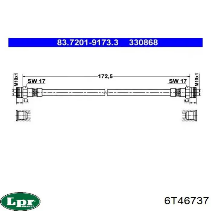 Шланг тормозной задний LPR 6T46737