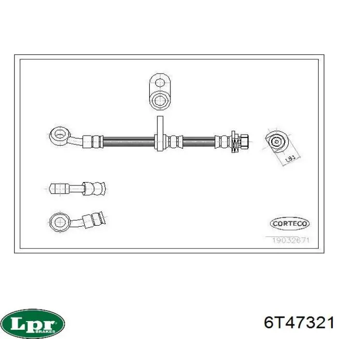 Шланг тормозной передний левый 6T47321 LPR