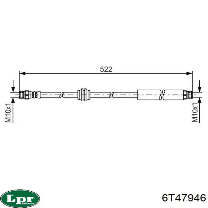 Tubo flexible de frenos trasero 6T47946 LPR