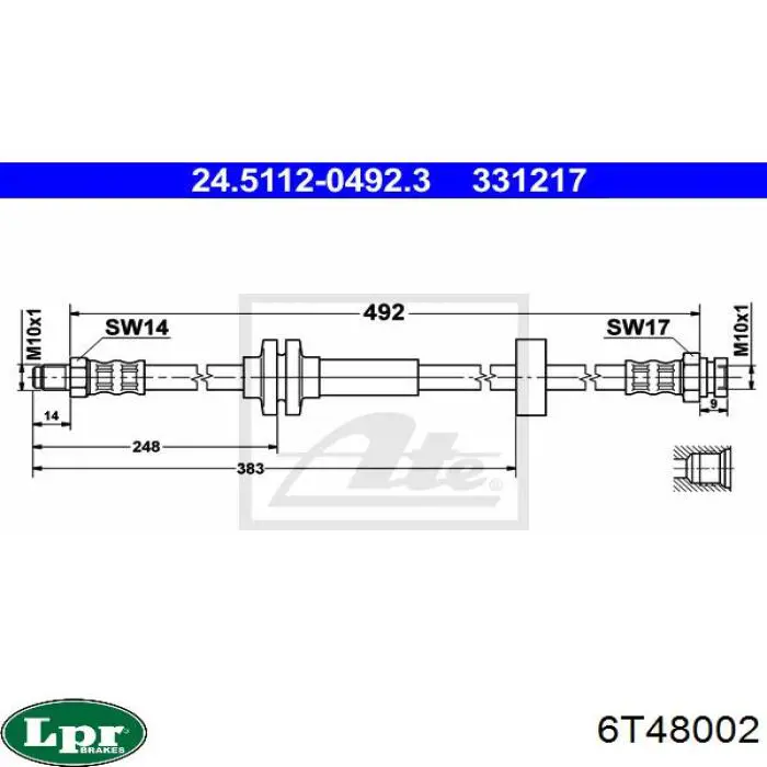 Latiguillo de freno delantero 6T48002 LPR