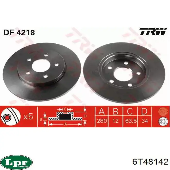 Купить 6T48142 LPR Шланг тормозной передний левый