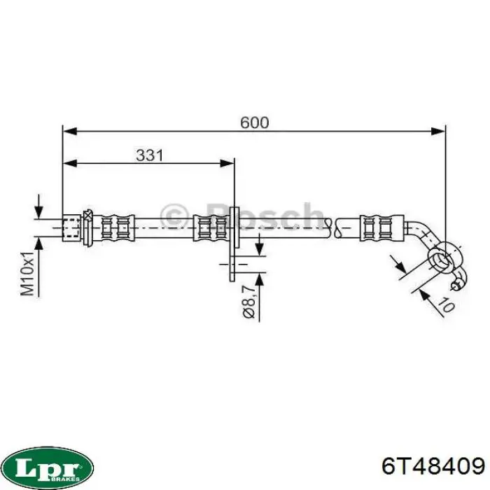 Шланг тормозной задний правый 6T48409 LPR