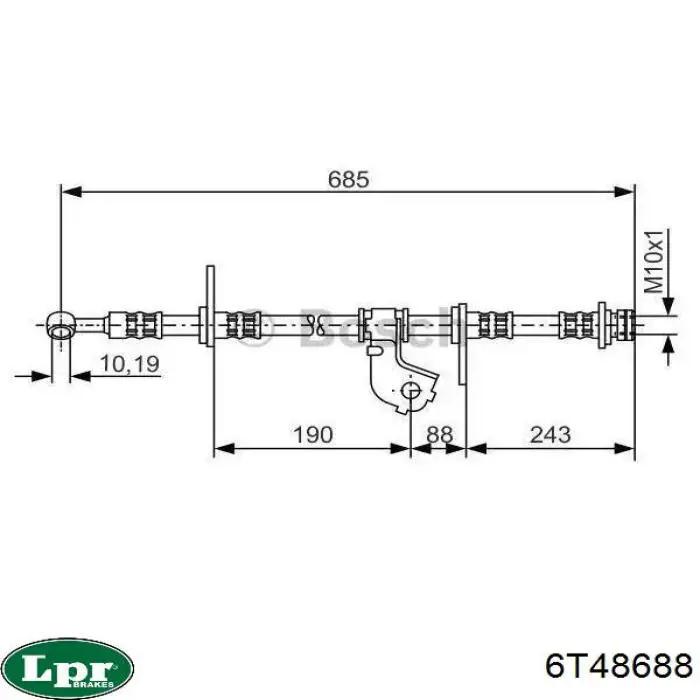 Шланг тормозной передний левый 6T48688 LPR