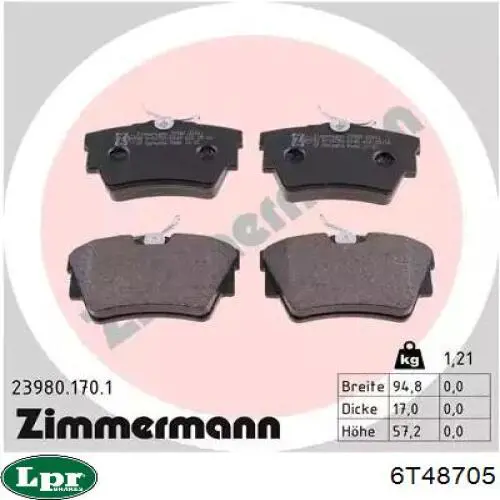 Передний правый тормозной шланг LPR 6T48705