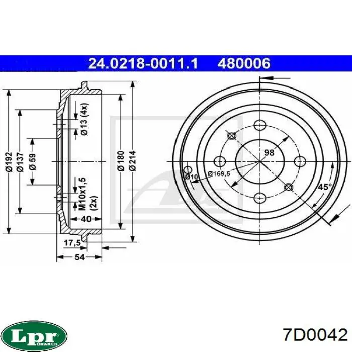 Купить 7D0042 LPR Тормозной барабан