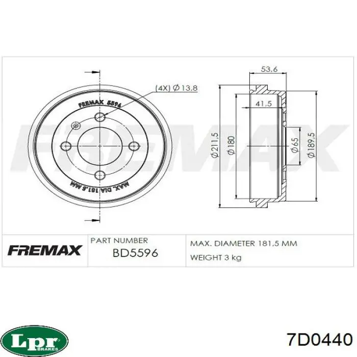 Купить 7D0440 LPR Тормозной барабан
