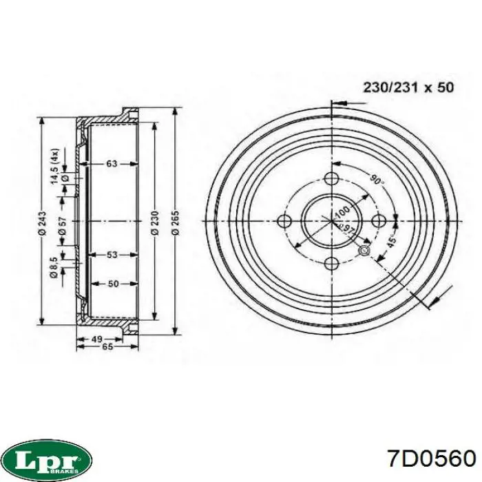 Купить 7D0560 LPR Тормозной барабан