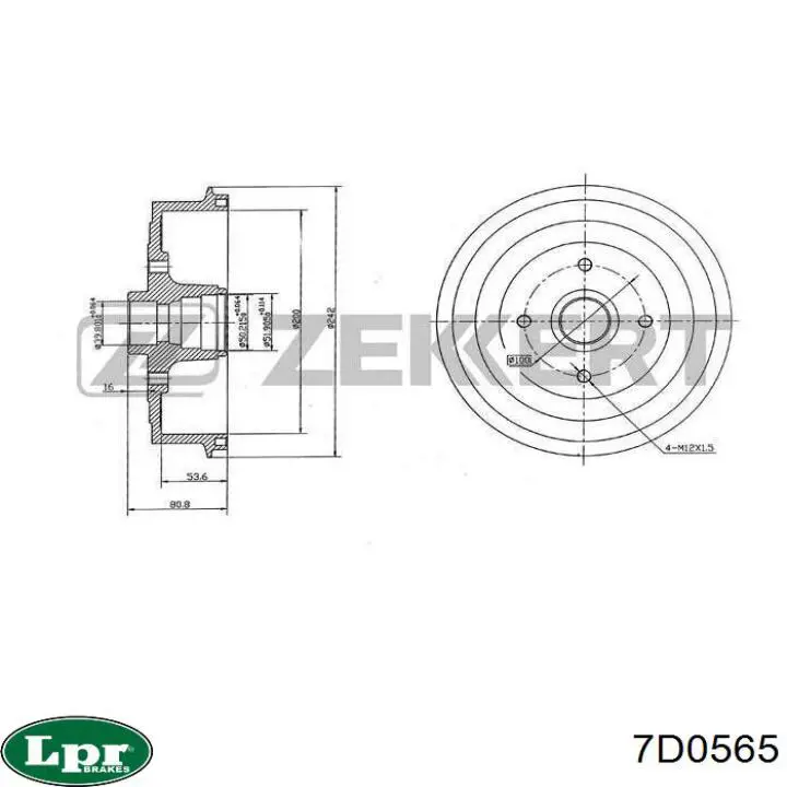 Тормозной барабан 7D0565 LPR