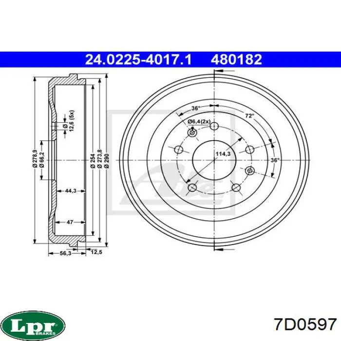 Купить 7D0597 LPR Тормозной барабан