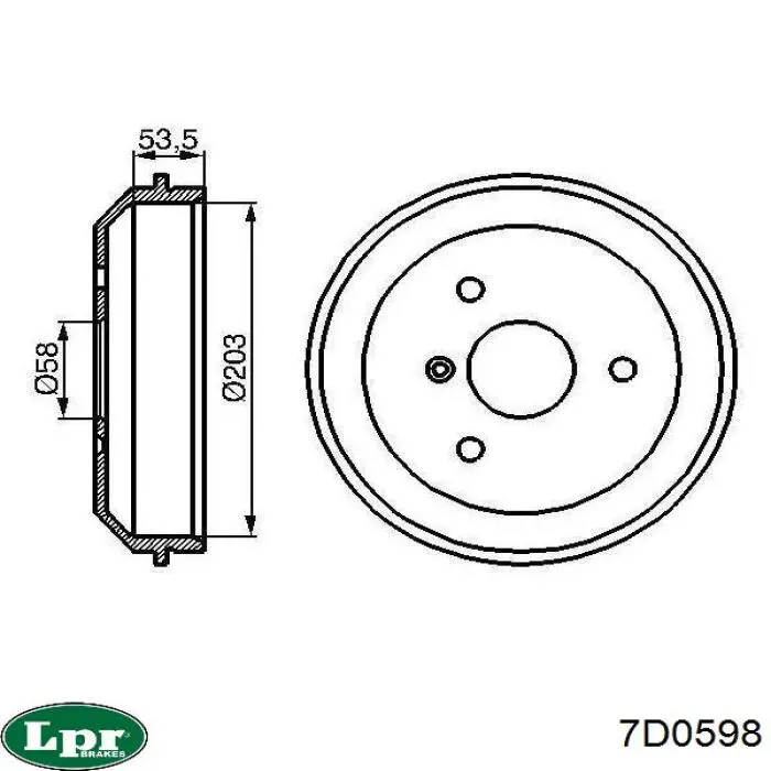 Freno de tambor trasero 7D0598 LPR