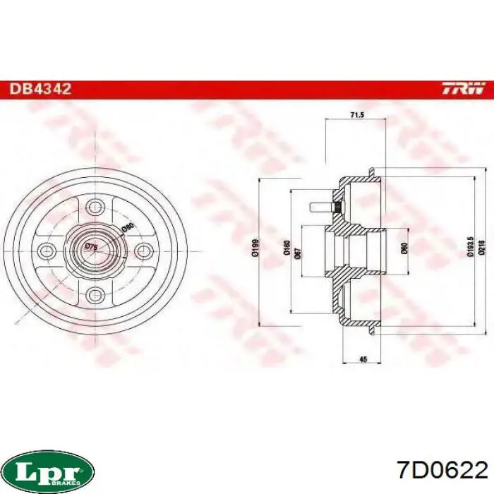 Тормозной барабан 7D0622 LPR