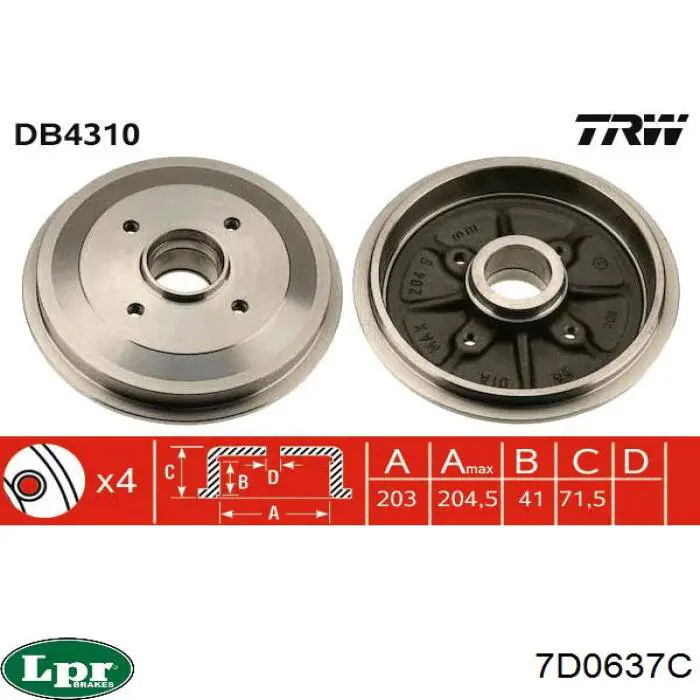 Тормозной барабан 7D0637C LPR