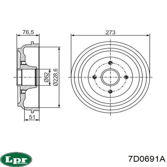 Тормозной барабан 7D0691A LPR