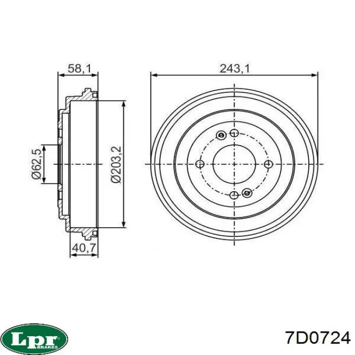 Барабан тормозной задний LPR 7D0724 цена, от 28.35 USD