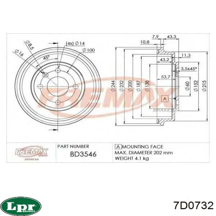 Барабан гальмівний задній 7D0732 LPR
