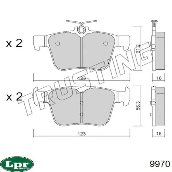 Задние барабанные колодки 9970 LPR