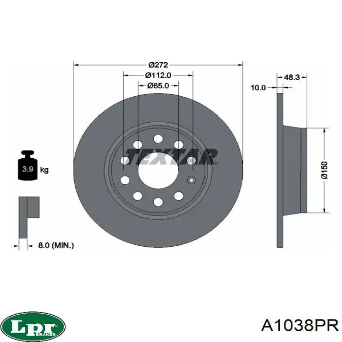 Задний тормозной диск LPR A1038PR цена, от 26.89 USD
