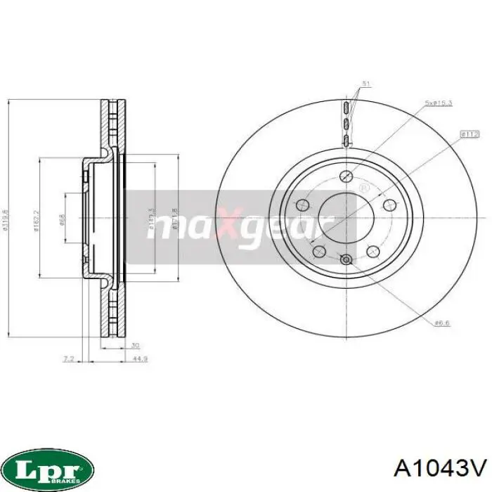 Передние тормозные диски A1043V LPR