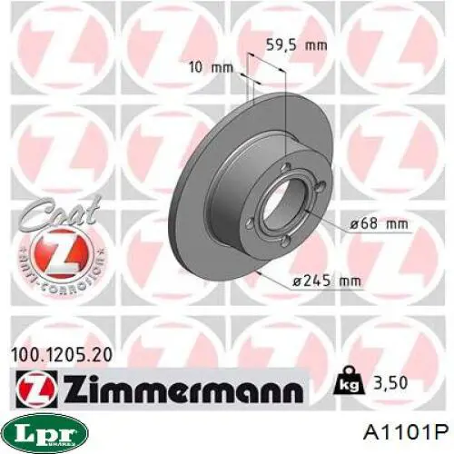 Задний тормозной диск LPR A1101P цена, от 24.27 USD