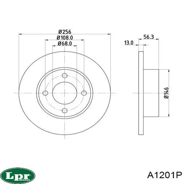 Передние тормозные диски A1201P LPR