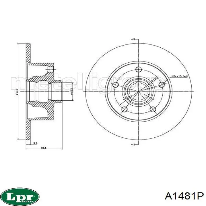 Задний тормозной диск LPR A1481P цена, от 32.25 USD