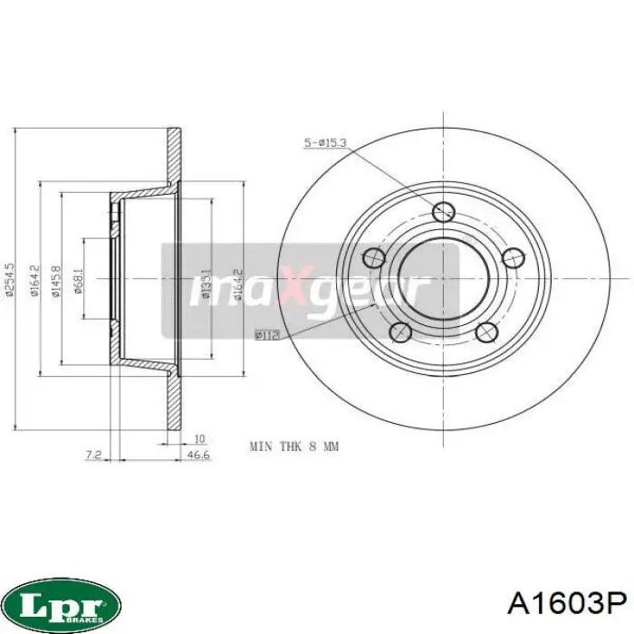 Купить A1603P LPR Диск тормозной задний