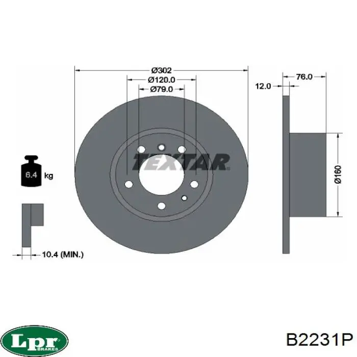 Тормоз дисковый передний LPR B2231P цена, от 35.17 USD