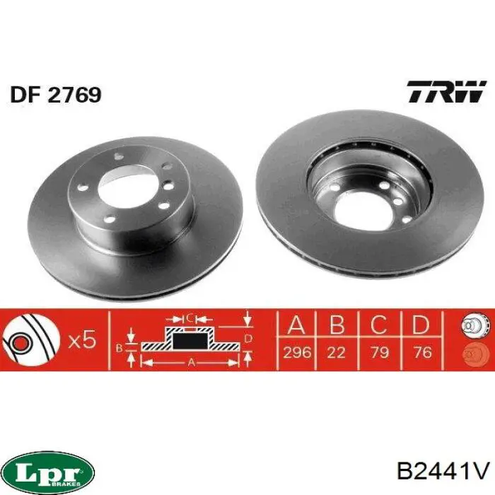 Передние тормозные диски B2441V LPR