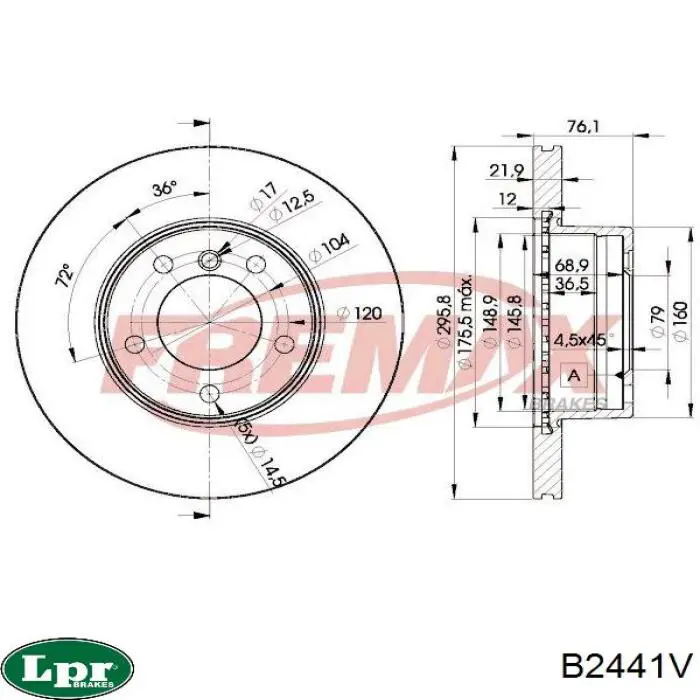 Купить B2441V LPR Ротор тормозной